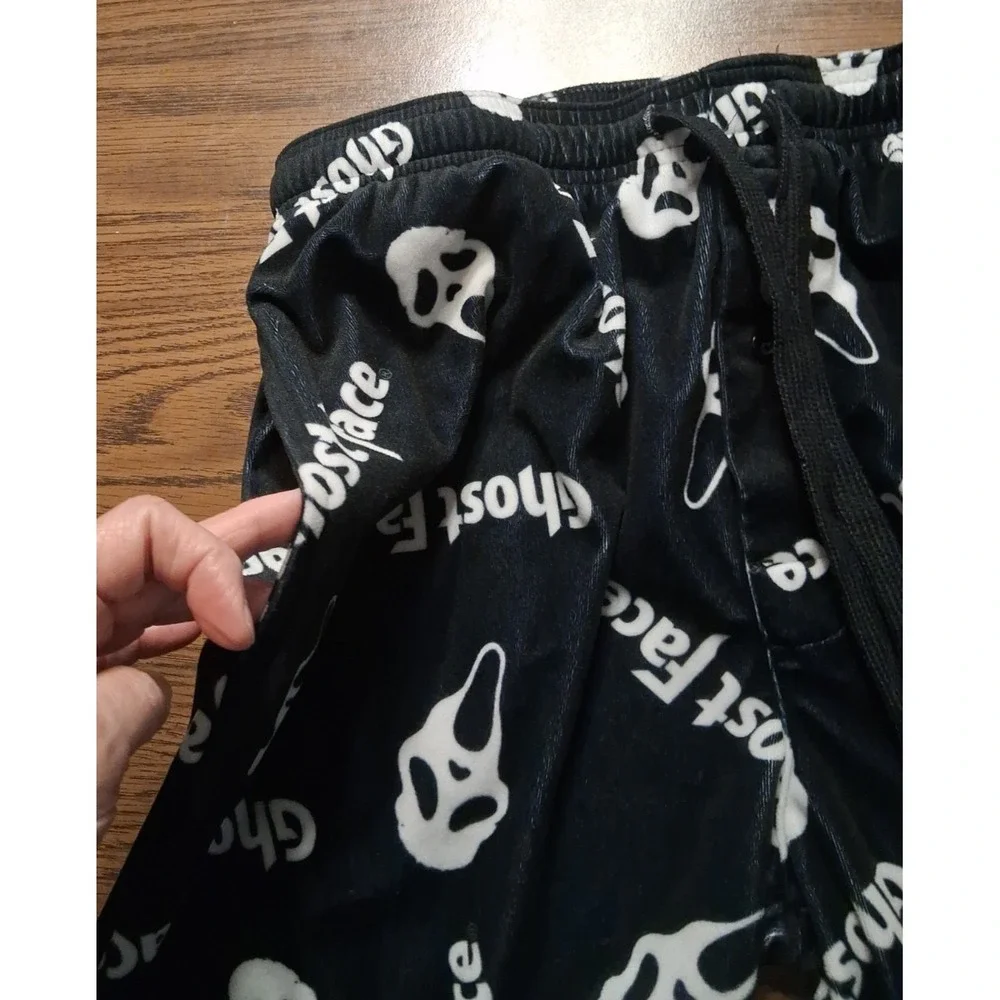 Ghost Face Men's Pajama Pants M Black Graphic Print Scream Drawstring Elastic